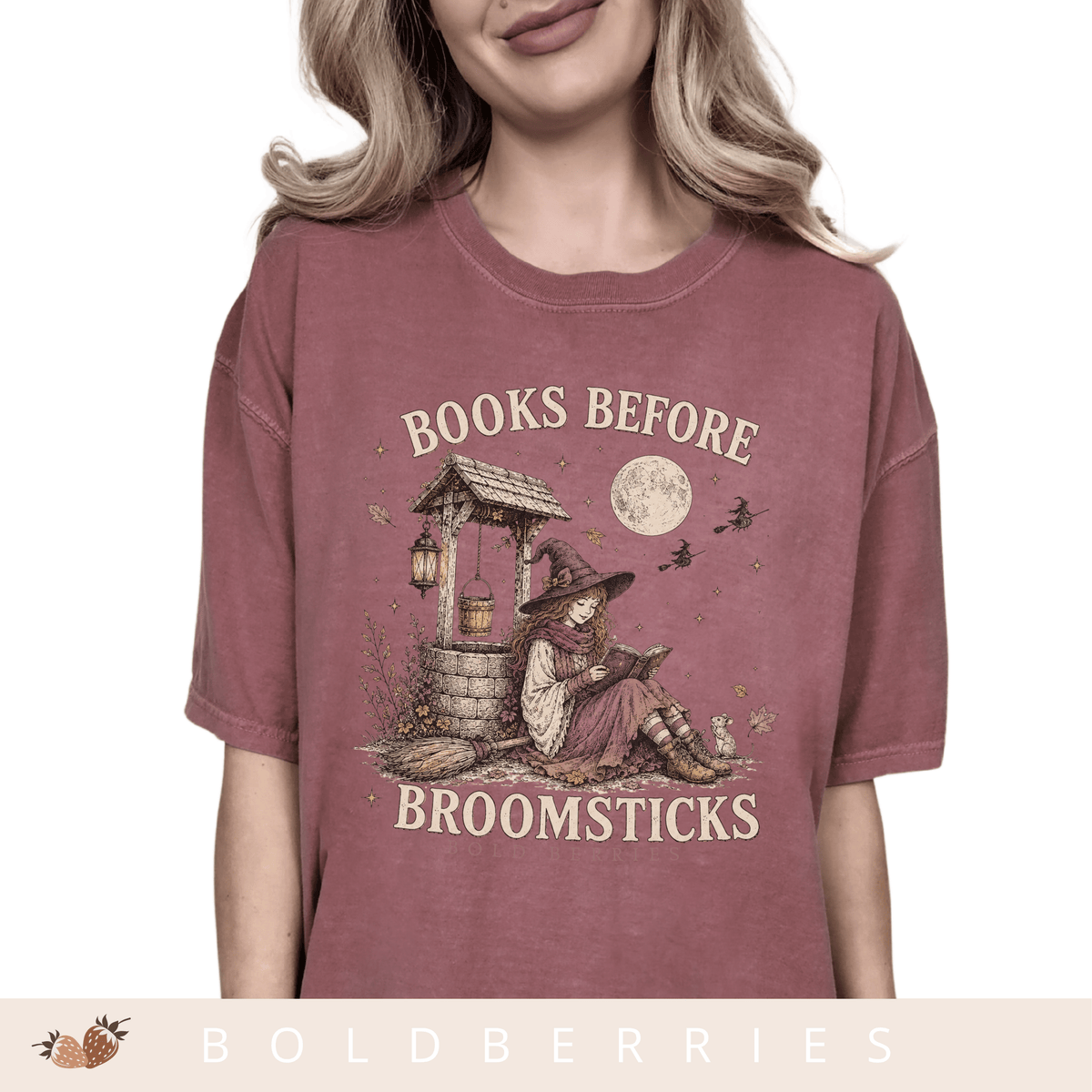 Books Before Broomsticks T-Shirt — Witchy Reading Graphic Tee