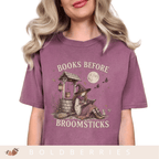 Books Before Broomsticks T-Shirt — Witchy Reading Graphic Tee