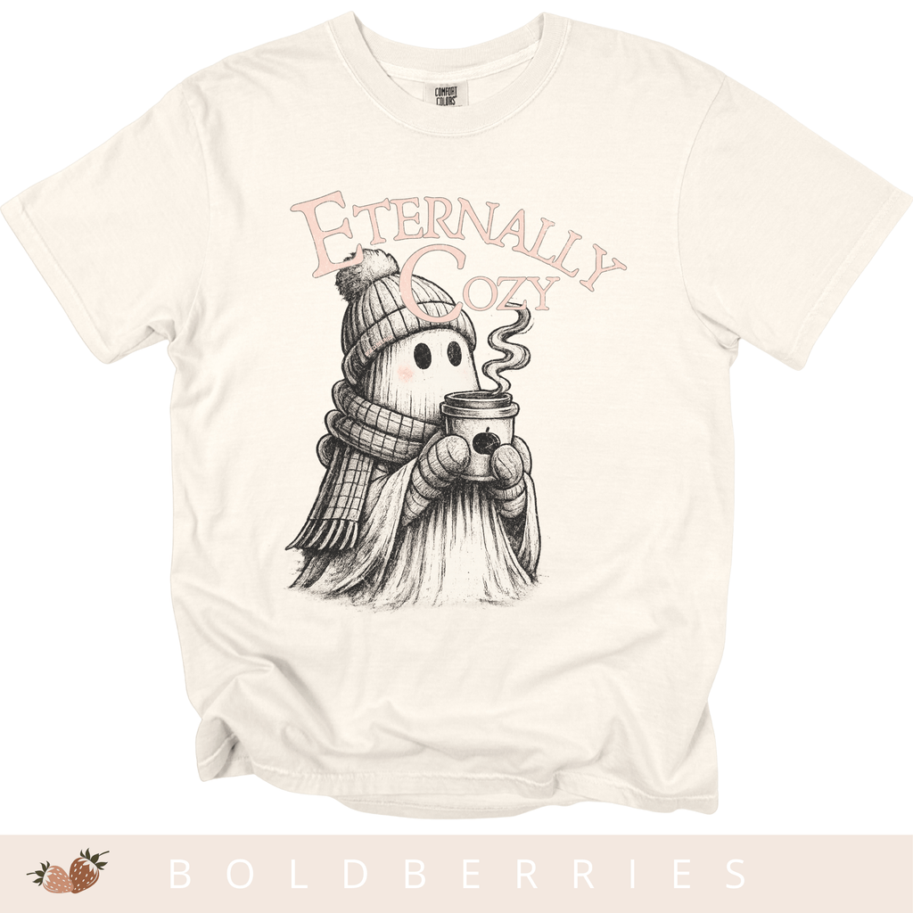 Eternally Cozy Ghost T-Shirt — Cute Autumn/Winter Halloween Tee