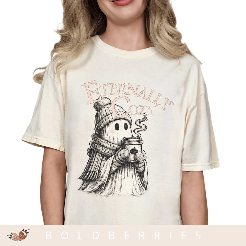 Eternally Cozy Ghost T-Shirt — Cute Autumn/Winter Halloween Tee