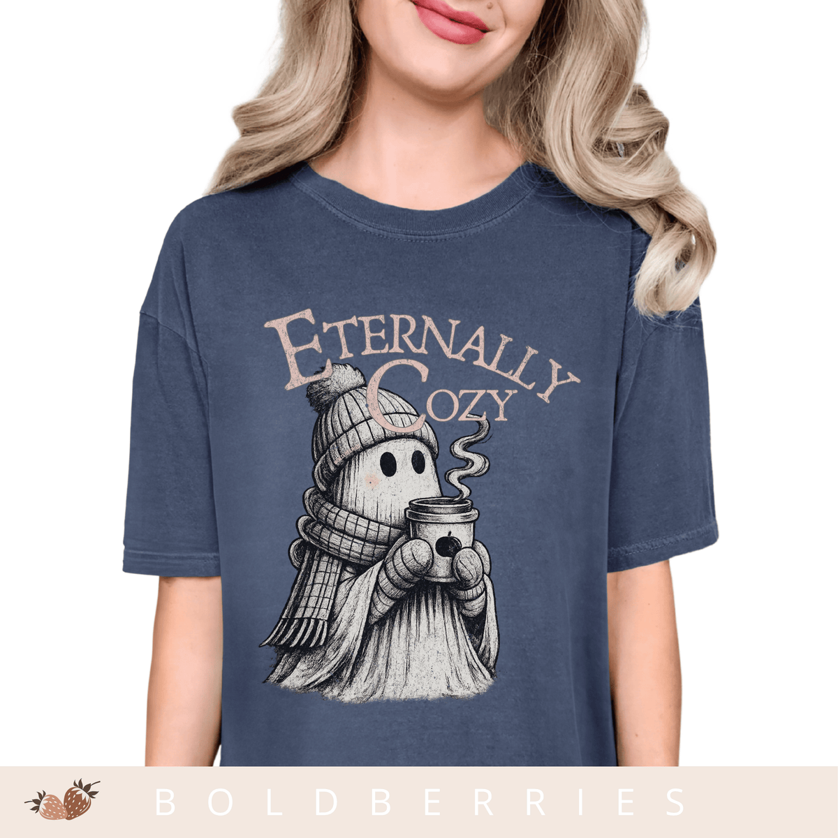 Eternally Cozy Ghost T-Shirt — Cute Autumn/Winter Halloween Tee