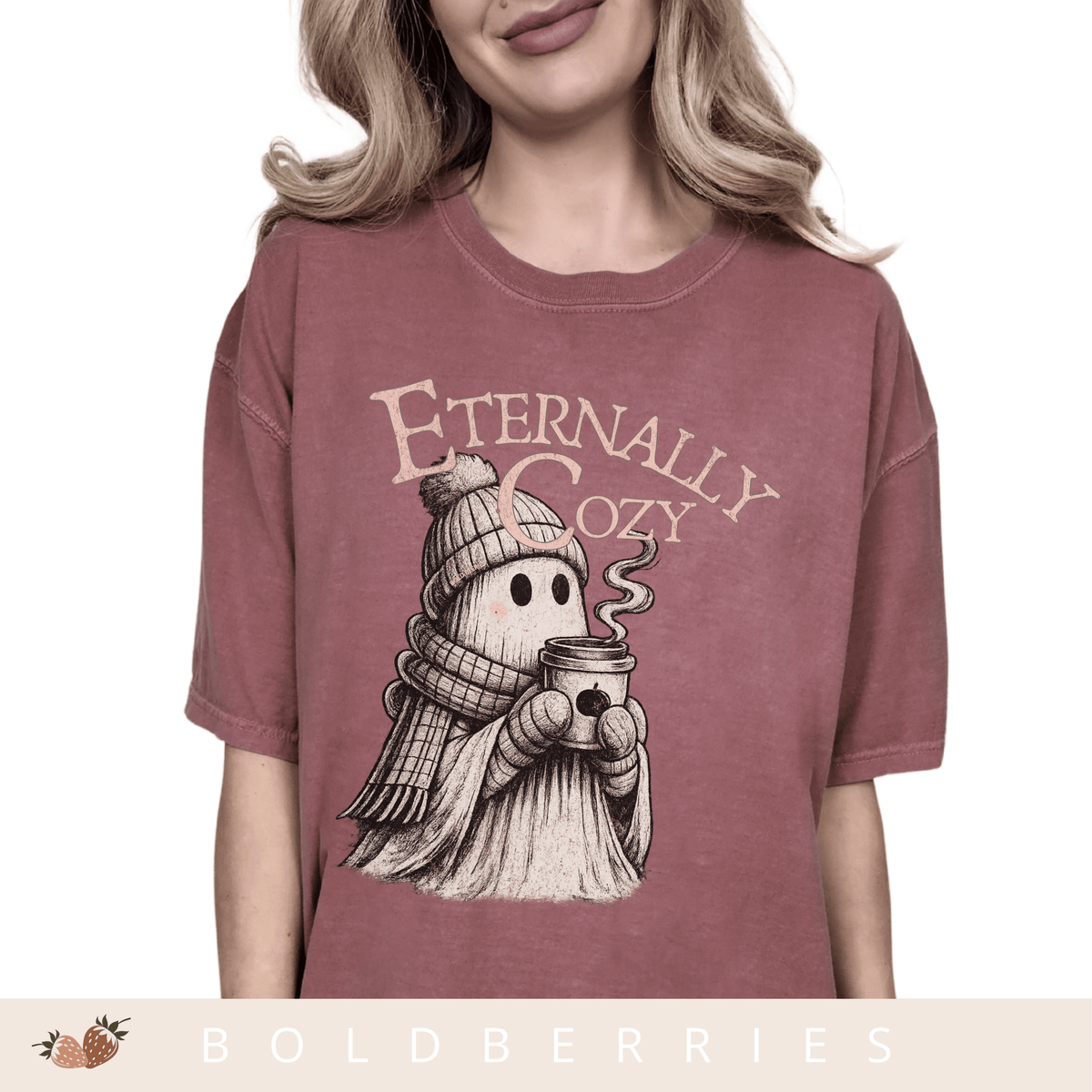 Eternally Cozy Ghost T-Shirt — Cute Autumn/Winter Halloween Tee