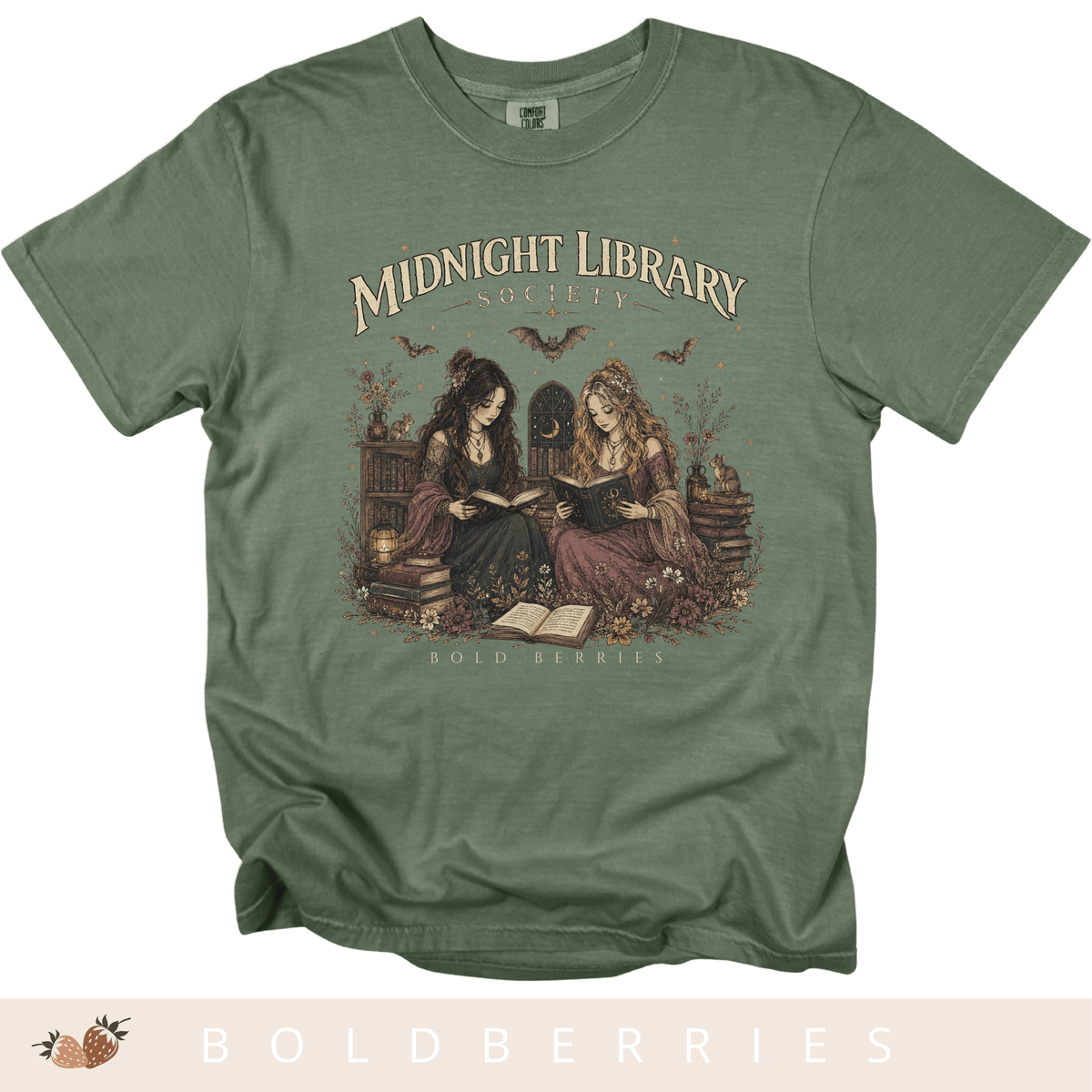Midnight Library T-Shirt — "Midnight Library Society" Vintage Bookish Tee