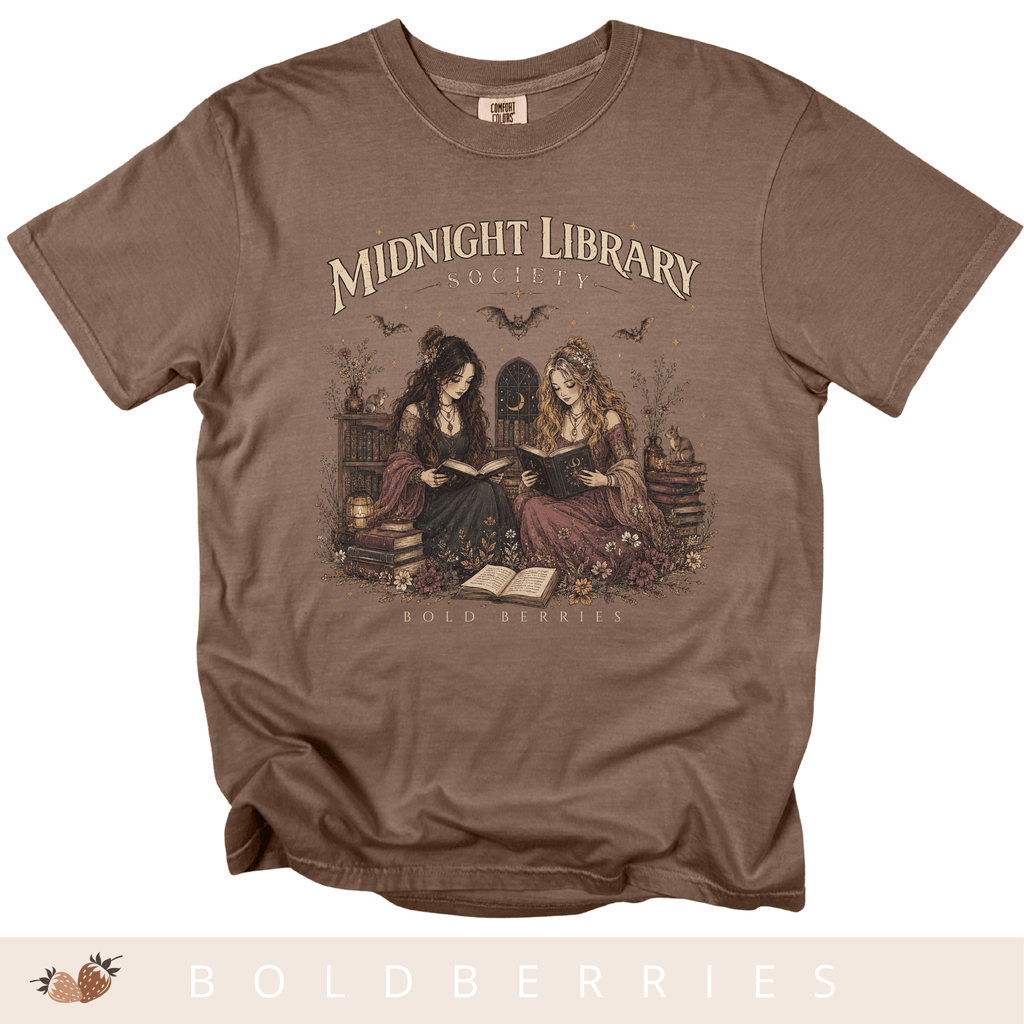 Midnight Library T-Shirt — "Midnight Library Society" Vintage Bookish Tee