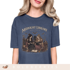 Midnight Library T-Shirt — "Midnight Library Society" Vintage Bookish Tee