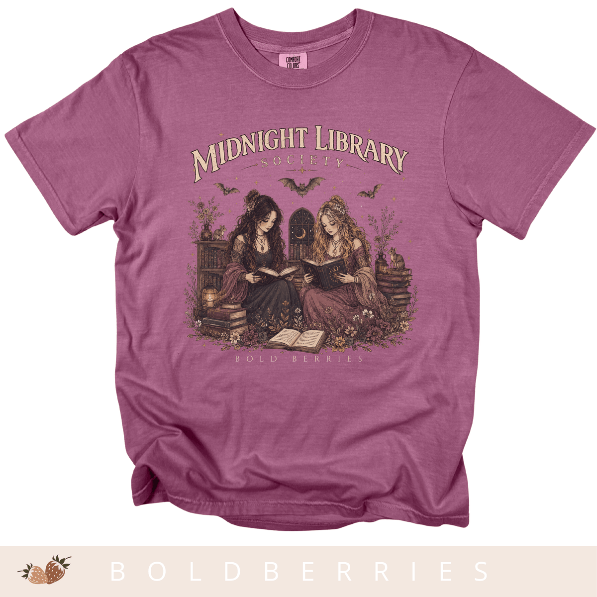 Midnight Library T-Shirt — "Midnight Library Society" Vintage Bookish Tee