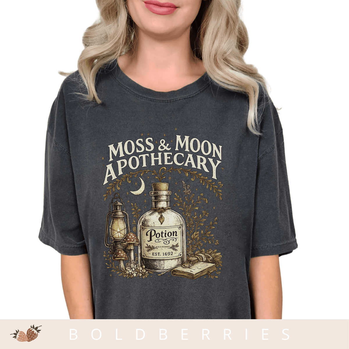 Apothecary Potion T-Shirt — Moss & Moon Vintage Herbal Design