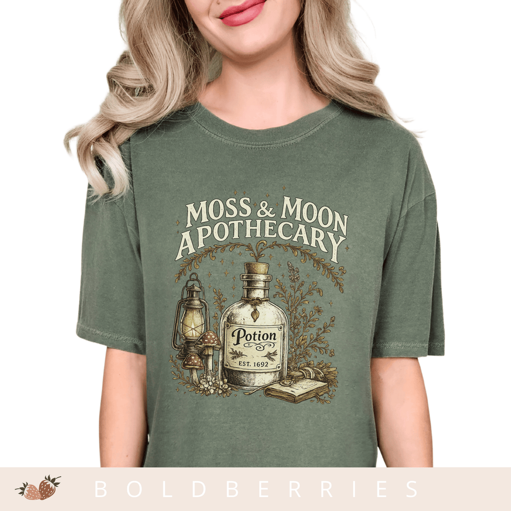 Apothecary Potion T-Shirt — Moss & Moon Vintage Herbal Design